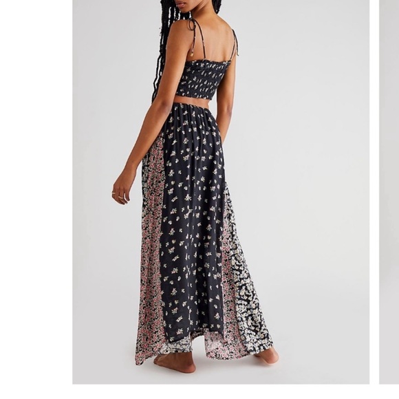 FREE PEOPLE KAIA SET SMOCKED CROP TOP & MAXI SKIRT IN TWILIGHT Medium - Picture 2 of 10